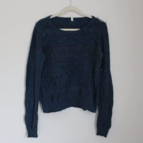 Anthropologie Sweaters - Moth Anthropologie Distressed Navy Sweater